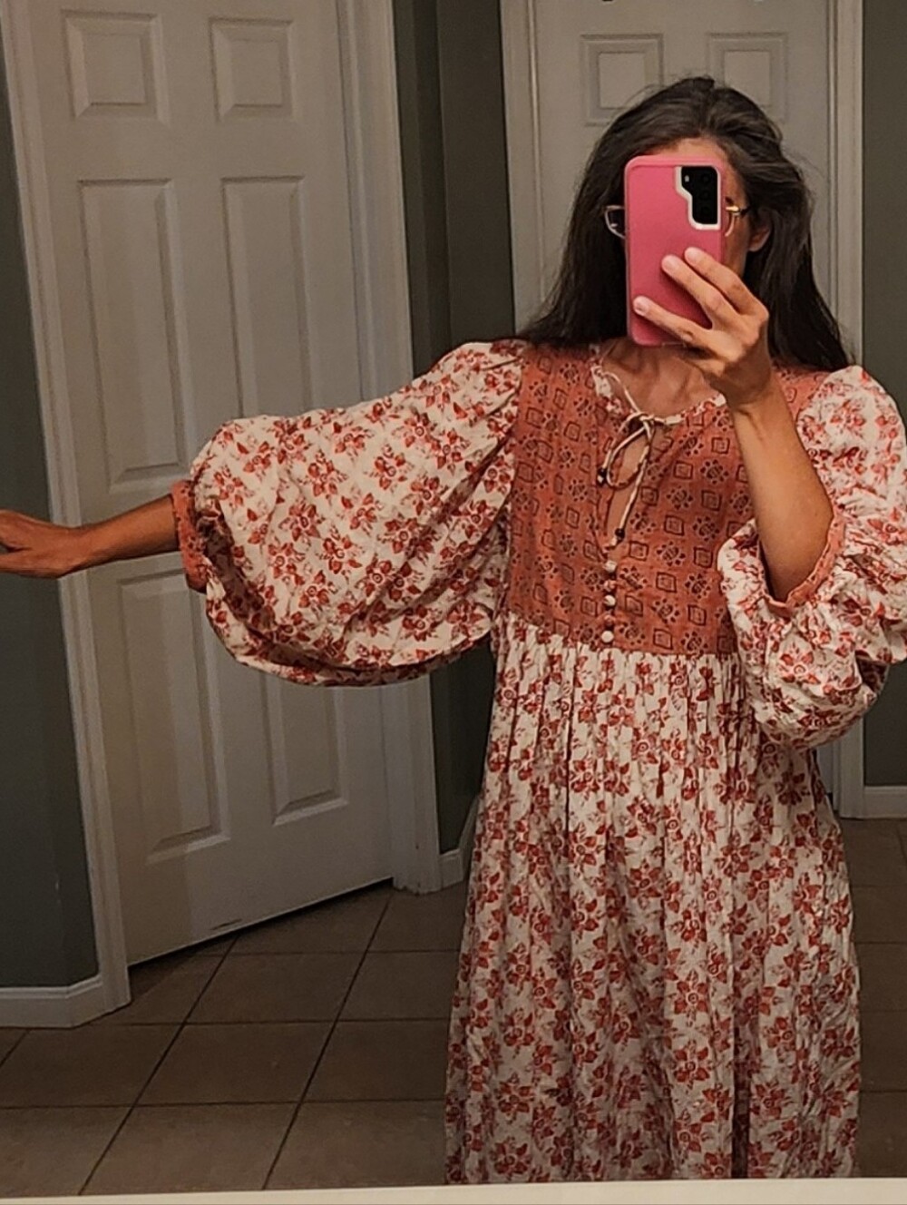 Free People Maxi Dress Size L Red Hazy Maisy Style Unique Details Firm Price - Picture 7 of 16
